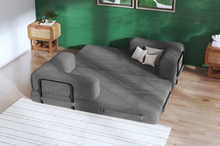 Canapé convertible Smart - Anthracite - 2 places - En tissu velours