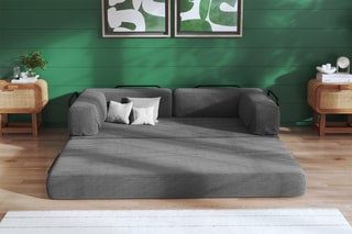 Canapé convertible Smart - Anthracite - 2 places - En tissu velours