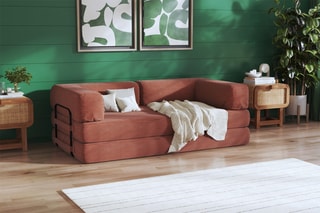 Canapé convertible Smart - Marron - 2 places - En tissu velours