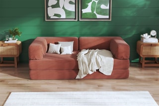 Canapé convertible Smart - Marron - 2 places - En tissu velours