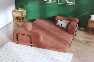 Canapé convertible Smart - Marron - 2 places - En tissu velours