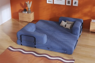 Canapé convertible Smart - Bleu - 2 places - En tissu velours