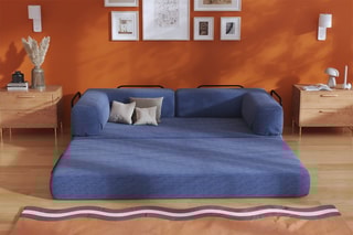 Canapé convertible Smart - Bleu - 2 places - En tissu velours