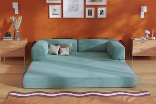 Canapé convertible Smart - Vert - 2 places - En tissu velours