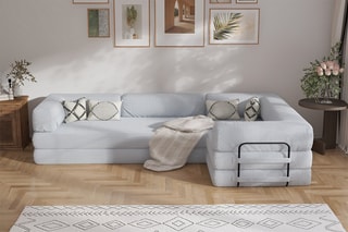Canapé d’angle droit convertible Smart - Gris - 4 places - En tissu velours