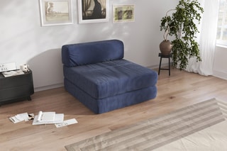 Chauffeuse convertible Smart - Bleu marine - 1 place - En tissu velours