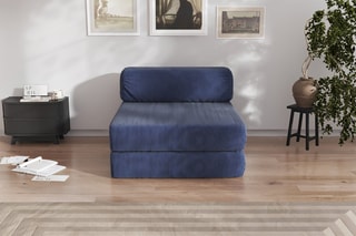 Chauffeuse convertible Smart - Bleu marine - 1 place - En tissu velours