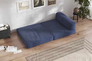 Chauffeuse convertible Smart - Bleu marine - 1 place - En tissu velours