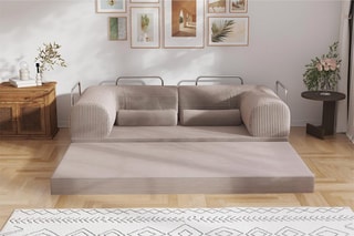 Canapé convertible Smart - Gris clair - 2 places - Tissu velours