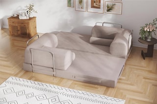 Canapé convertible Smart - Gris clair - 2 places - Tissu velours