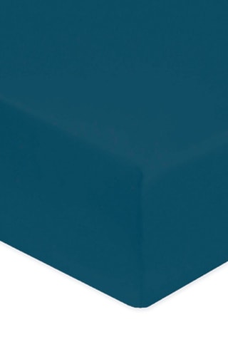 Lençol-capa em percal 80 fios/cm² - Azul lagoa - Rebordo de 40 cm