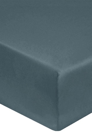 Lençol-capa em cetim de algodão 120 fios/cm² - Azul - Altura 30