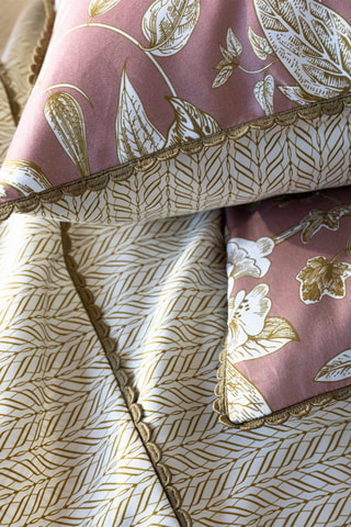 Fronha em cetim de algodão 120 fios/cm² - Creme e rosa