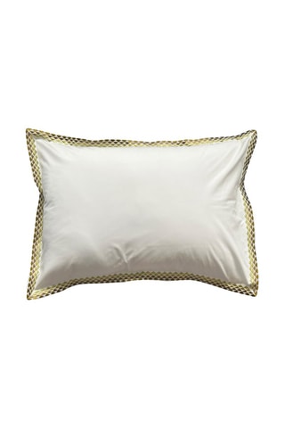 Fronha em percal de algodão 80 fios/cm² - Branco e dourado