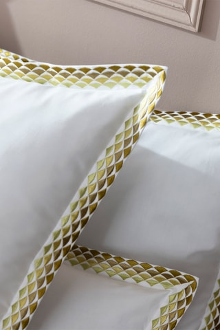 Fronha em percal de algodão 80 fios/cm² - Branco e dourado