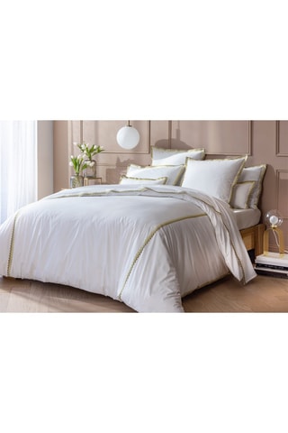 Conjunto de edredão em percal de algodão 80 fios/cm² - Branco e dourado