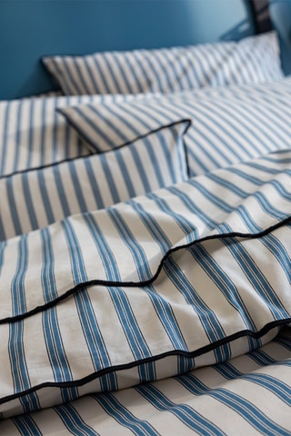 Conjunto de edredão em percal de algodão 80 fios/cm² - Branco e azul
