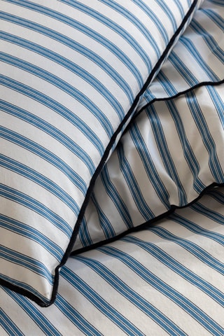 Conjunto de edredão em percal de algodão 80 fios/cm² - Branco e azul