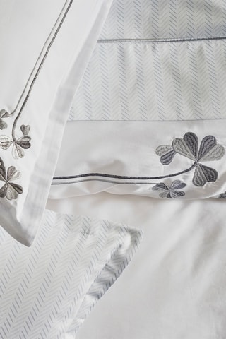 Conjunto de edredão em cetim de algodão 120 fios/cm² Clover - Branco e cinzento