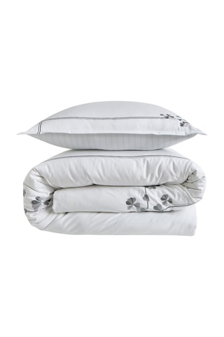 Conjunto de edredão em cetim de algodão 120 fios/cm² Clover - Branco e cinzento