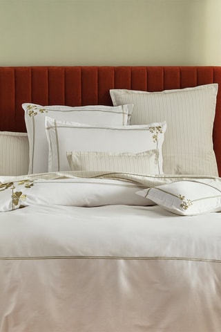 Conjunto de edredão em cetim de algodão 120 fios/cm² Clover - Branco e dourado