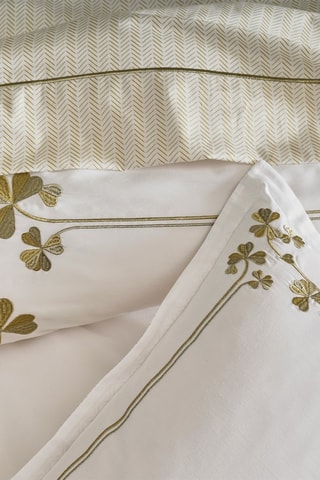 Conjunto de edredão em cetim de algodão 120 fios/cm² Clover - Branco e dourado