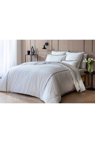 Conjunto de edredão em percal de algodão 80 fios/cm² Alcott - Branco e cinzento