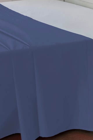 Lençol liso em cetim de algodão 120 fios/cm² - Azul