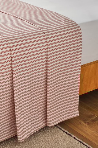 Lençol em percal de algodão 80 fios/cm² Tiara - Bege e vermelho