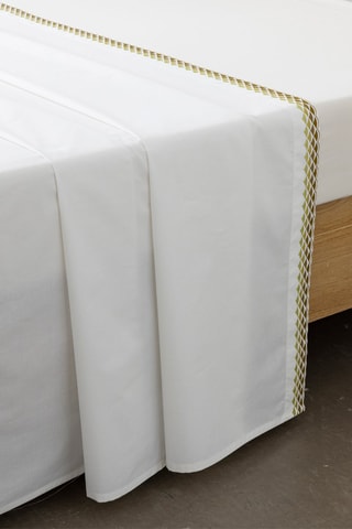 Lençol em percal de algodão 80 fios/cm² Alcott - Branco e dourado