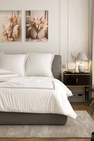 Conjunto de edredão em algodão 80 fios/cm² - Branco e bordô