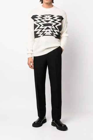 Pull en laine et mohair Geometric - Blanc et noir