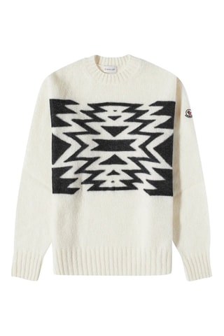 Pull en laine et mohair Geometric - Blanc et noir