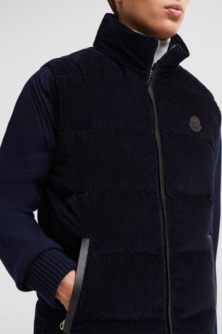 Doudoune sans manches à capuche Corduroy - Bleu marine
