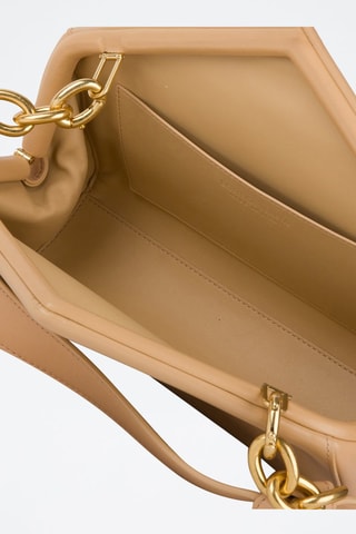 Mala em couro de vitelo - Amêndoa e dourado - Bottega Veneta