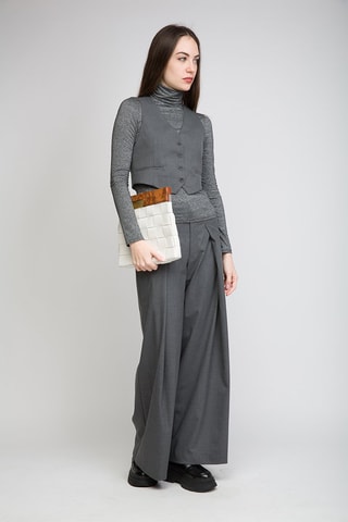 Lamsleren en Houten Clutch -  Wit en Naturel