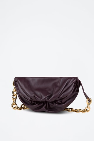 Mini pouch em couro de vitelo - Uva e dourado - Bottega Veneta