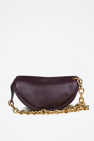 Mini pouch em couro de vitelo - Uva e dourado - Bottega Veneta