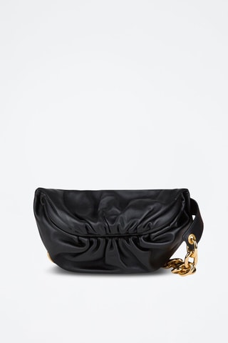 Mini pouch em couro de vitelo - Preto e dourado - Bottega Veneta