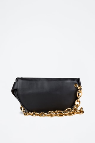 Mini pouch em couro de vitelo - Preto e dourado - Bottega Veneta