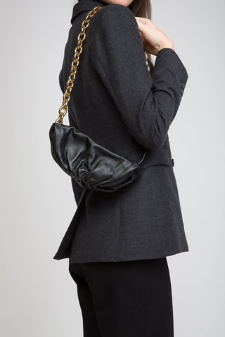 Mini pouch em couro de vitelo - Preto e dourado - Bottega Veneta