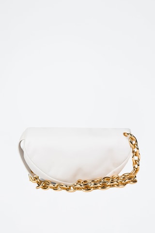 Mini pouch em couro de vitelo - Cru e dourado - Bottega Veneta