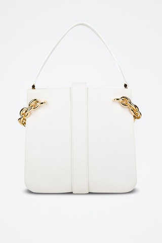 Mala de ombro em couro de vitelo - Branco e dourado - Bottega Veneta