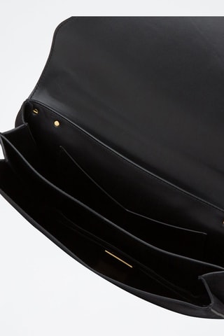 Mala de ombro em couro de vitelo nobuck e couro de cordeiro nobuck - Preto e dourado - Bottega Veneta