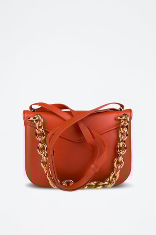 Mala de ombro em couro de vitelo - Laranja e dourado - Bottega Veneta