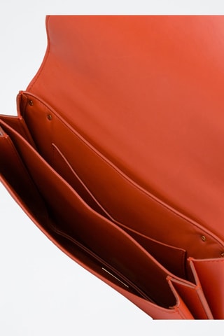 Mala de ombro em couro de vitelo - Laranja e dourado - Bottega Veneta