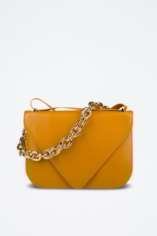 Mala de ombro em couro de vitelo - Amarelo e dourado - Bottega Veneta