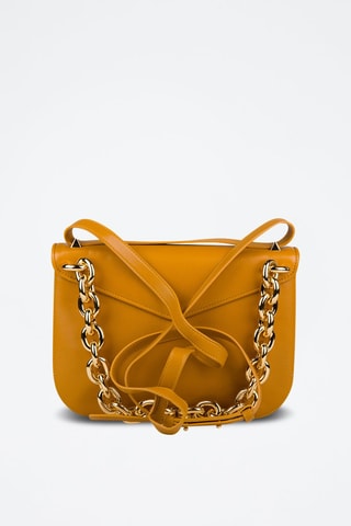 Mala de ombro em couro de vitelo - Amarelo e dourado - Bottega Veneta