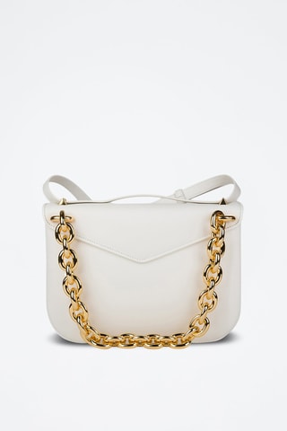 Mala de ombro em couro de vitelo - Branco e dourado - Bottega Veneta