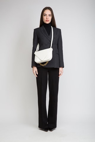 Mala de ombro em couro de vitelo - Branco e dourado - Bottega Veneta